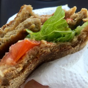 "Breakfast Patty" in whole grain english muffin with Lett&Tom&Humm